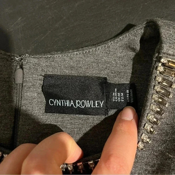 Cynthia Rowley Womens Grey Knit Jeweled Neck Sleeveless Tank Top Size M - Picture 5 of 8